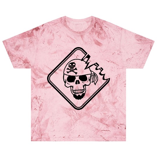 Pirate Shield Skull Skeleton Danger Warning Sign Blast T Shirts