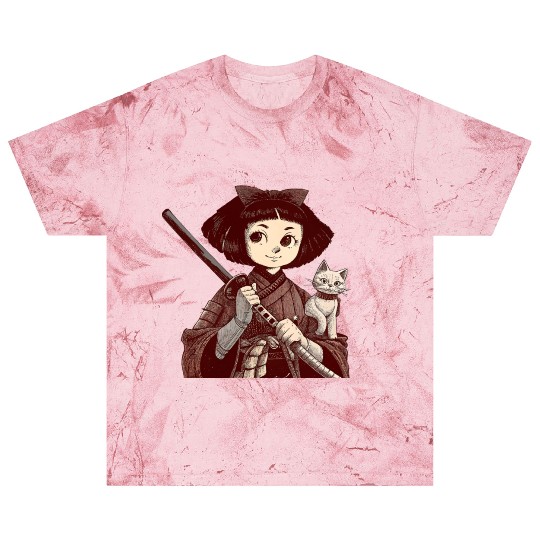 Chibi Samurai Warrior Cat Companion & Blossoms Blast T Shirts