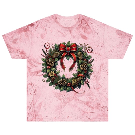Rustic Christmas Wreath with Holly and Pine Cones Blast T Shirts