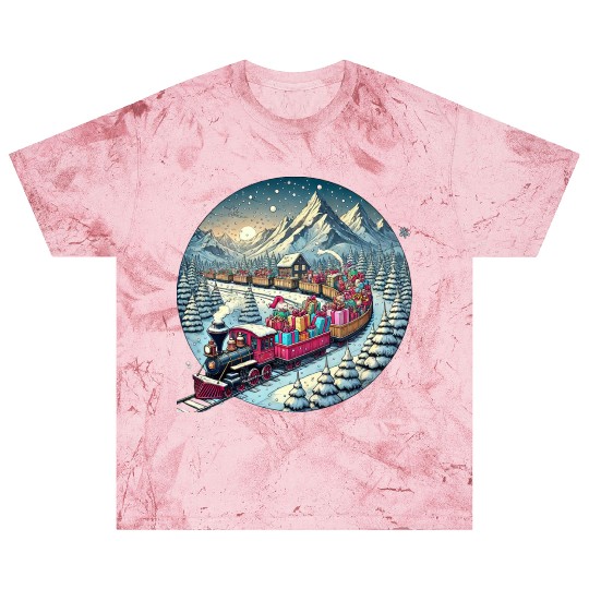 Christmas Train of Gifts through Snowy Peaks Blast T Shirts