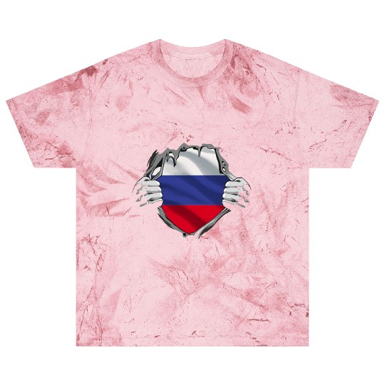 Russian Flag Breaking Through Design Blast T Shirts