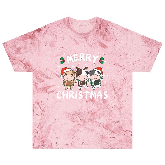 Merry Christmas Cute Cow Festive Lights Cow Blast T Shirts