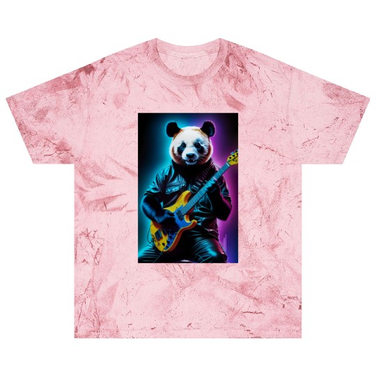 Panda playing guitar neon art Blast T Shirts
