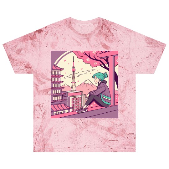 Blossom Breeze: Tokyo Girl Embracing a Tranquil Blast T Shirts