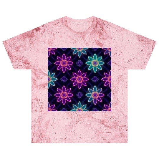 Seamless Colorful Neon Floral Pattern Blast T Shirts