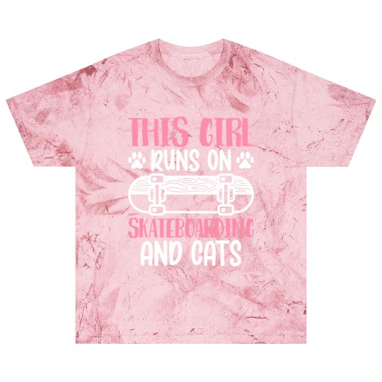 Runs On Skateboarding Cats Skateboarder Girl Cat Blast T Shirts