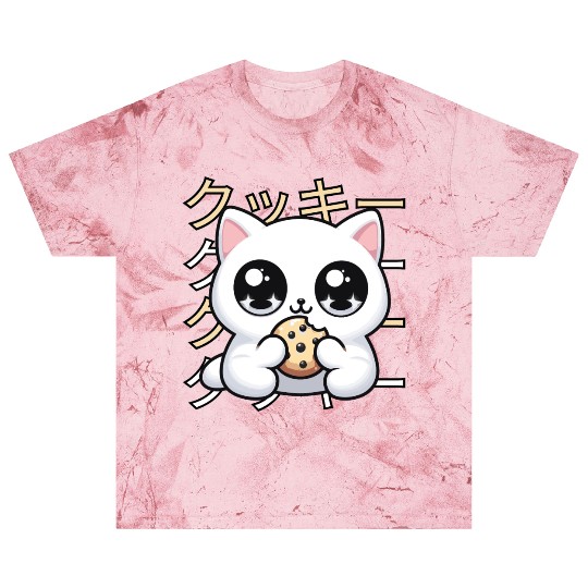 Cute Cat Japanese Kawaii Anime Cat with Cookie Blast T Shirts