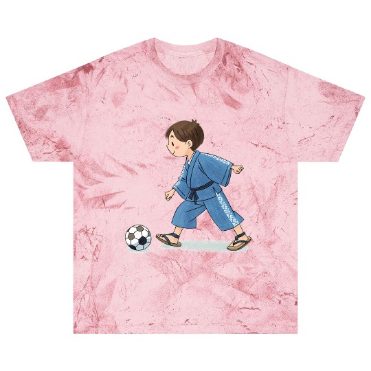 Boy in kimono playing soccer Blast T Shirts