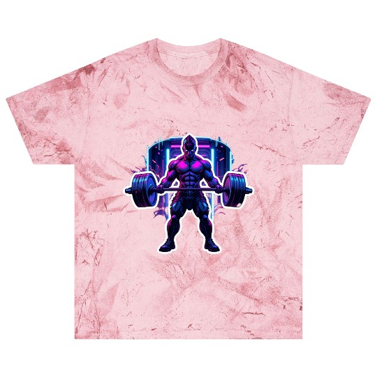 Cyberpunk Gym Warrior – Neon Powerlifting Blast T Shirts