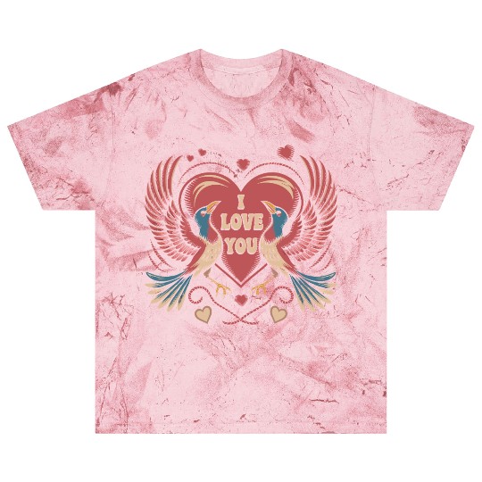 Valentine Heart I Love You With Birds Vintage Blast T Shirts