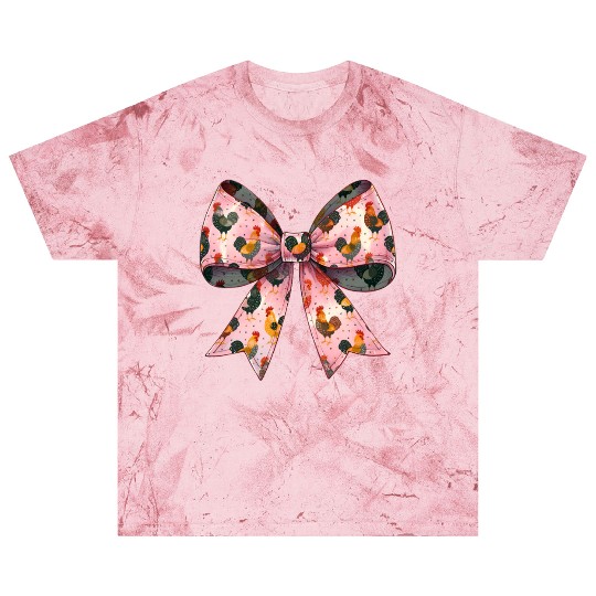 Coquette Bow Chicken Pattern Farm Farmer Blast T Shirts