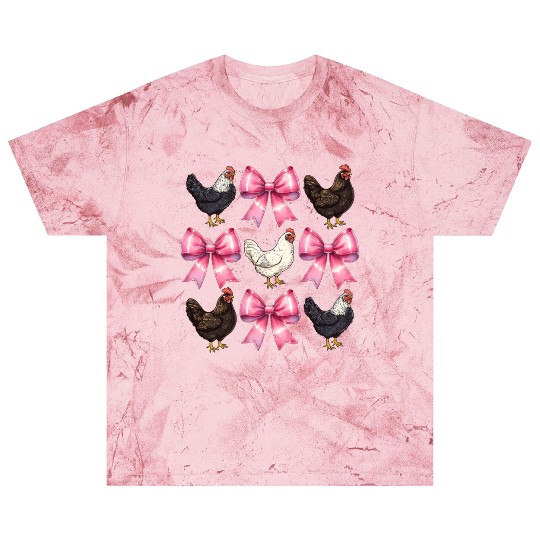 Coquette Bow Chicken Farm Farmer Pink Mothers Day Blast T Shirts