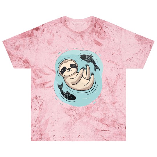 Pisces Zodiac Sloth Relaxing with Fish Dreams Blast T Shirts