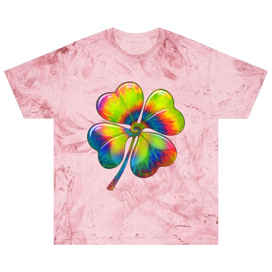 Tie Dye Shamrock Lucky Four Leaf Clover St Patrick Blast T Shirts