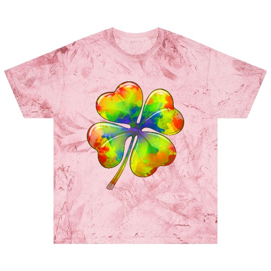 Tie Dye Shamrock Lucky Four Leaf Clover St Patrick Blast T Shirts