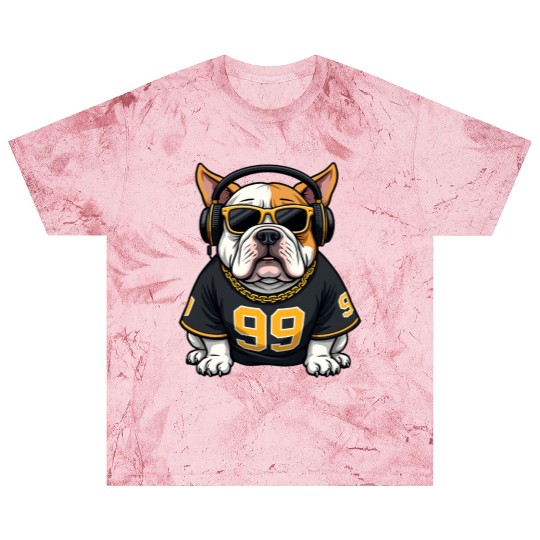 Vector graphic of a Hip-Hop Bulldog with headphone Blast T Shirts