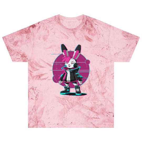 Cyber Bunny with Futuristic Style and Neon Colors Blast T Shirts