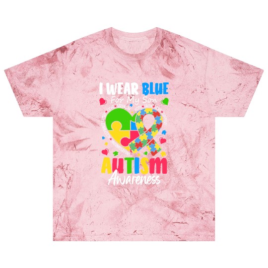 I Wear Blue For My Son Autism Awareness Mom Dad Blast T Shirts