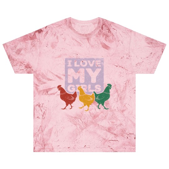I Love MY Girls Rustic Chicken Farm Stencil Blast T Shirts