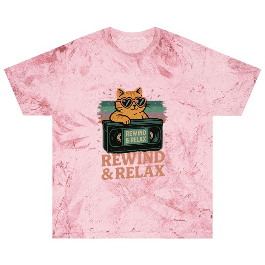 Rewind & Relax Retro Cat Vibes 80s 90s vhs TV Blast T Shirts