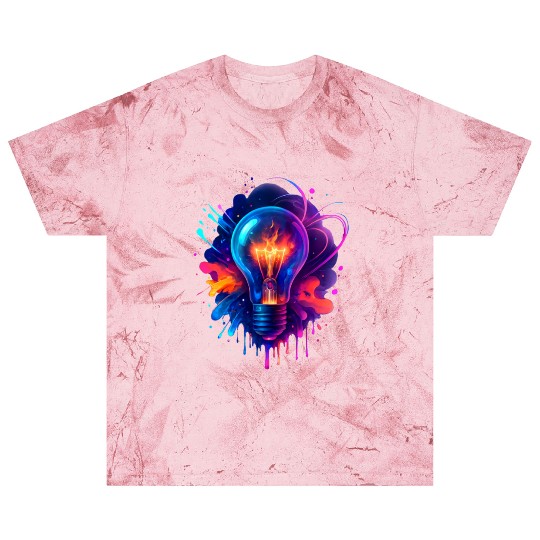 Creative Light Bulb with Neon Splash Blast T Shirts