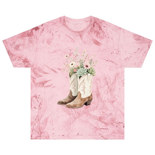Boho Bloom Boots: Wildflower Cowgirl Style Blast T Shirts