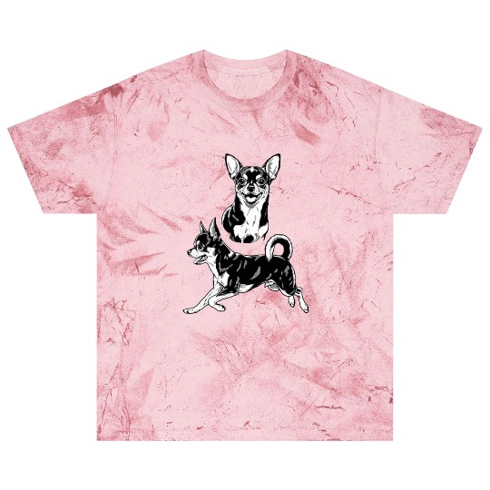 Chihuahua Lover's Delight: Dynamic Duo in Black Blast T Shirts