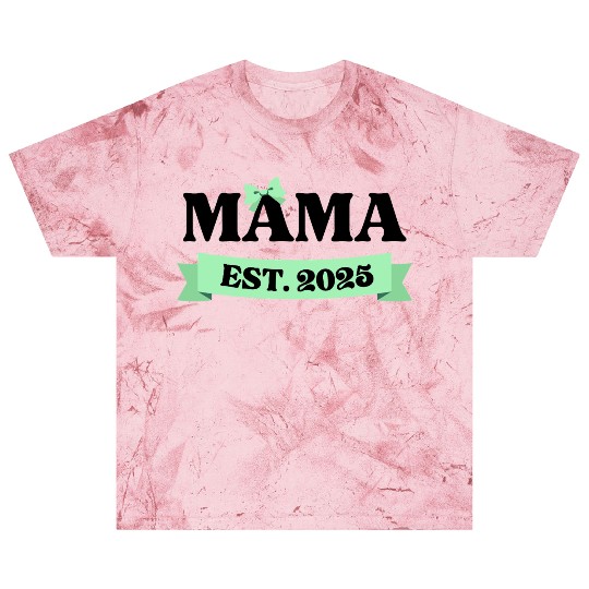 Mama Est. 2025 - Light Green Bow Maternity Design Blast T Shirts