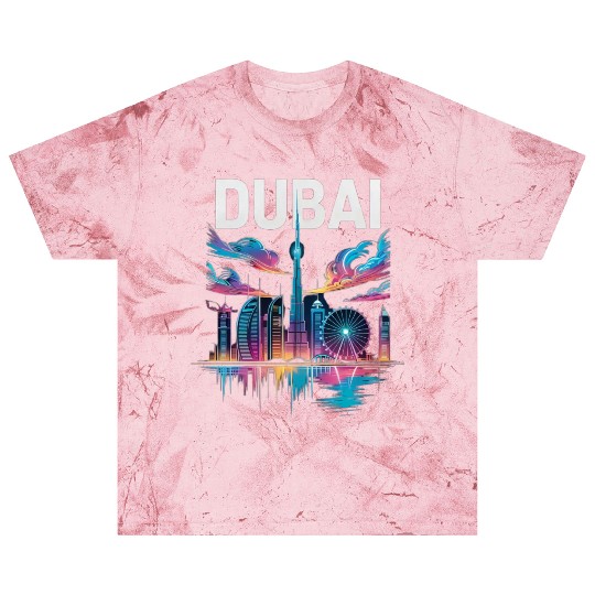 Dubai Skyline Neon Art Blast T Shirts