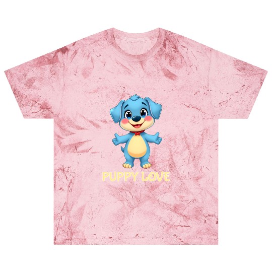 Blue Puppy Love Cartoon - Playful Pet Character Blast T Shirts