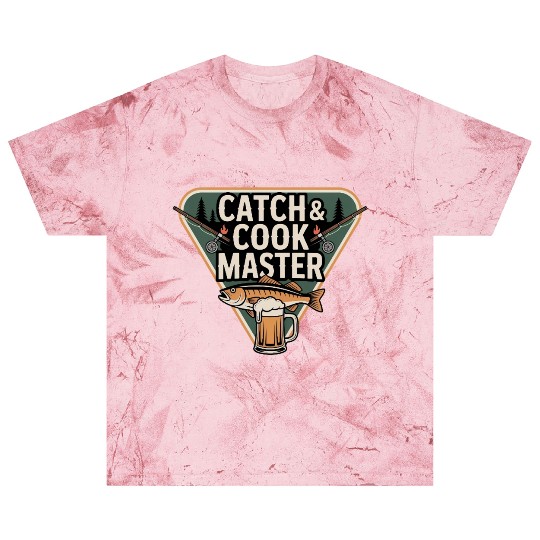 Catch & Cook Master Badge Fishing, Grilling Dad Blast T Shirts