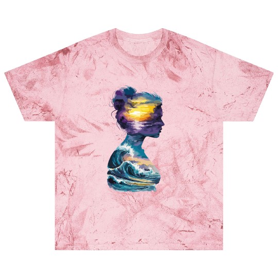 Sunset and Ocean Waves Silhouette Art for Nature Blast T Shirts