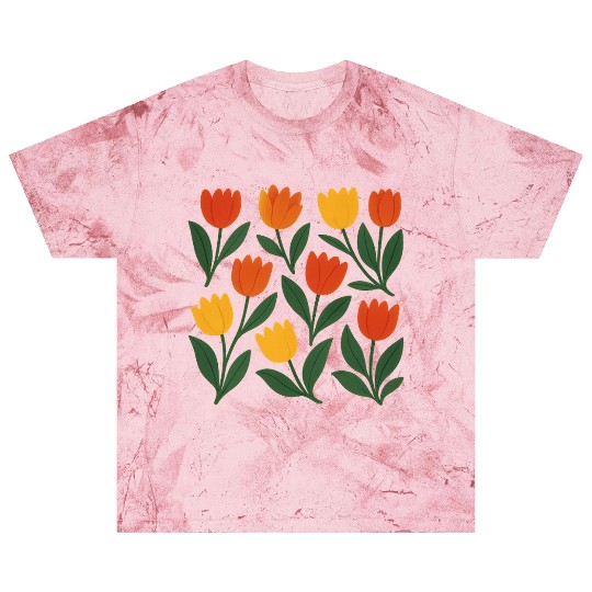 Bright Tulip Garden Pattern Blast T Shirts