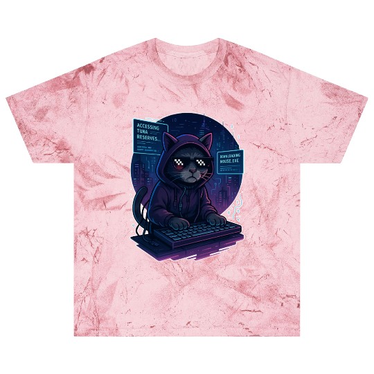 Cyberpunk Cat Hacker Blast T Shirts