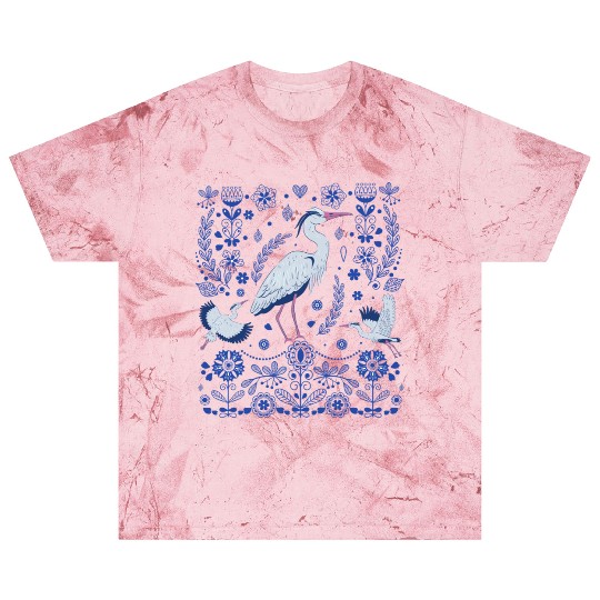 Great Blue Heron Folk Art Blast T Shirts
