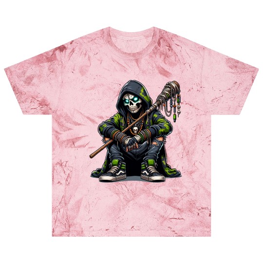 Urban Skull Shaman in Camo Blast T Shirts with Tribal Staf