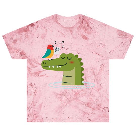 Singing Bird on Crocodile – Animal Harmony Blast T Shirts