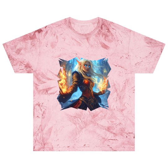Fire Elf Sorceress with Blazing Spell Power Blast T Shirts