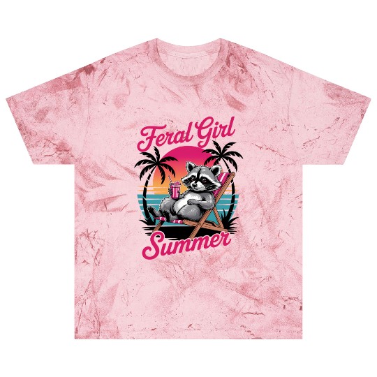 Funny Raccoon Feral Girl Summer Blast T Shirts