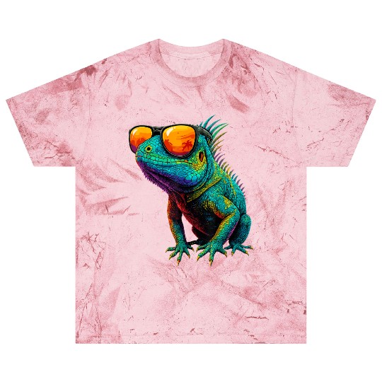 Cool Neon Iguana with Sunset Sunglasses Blast T Shirts