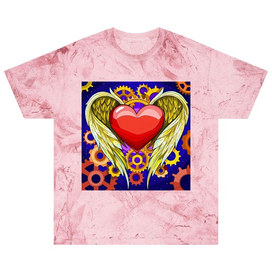Mechanical Heart with Angel Wings Blast T Shirts