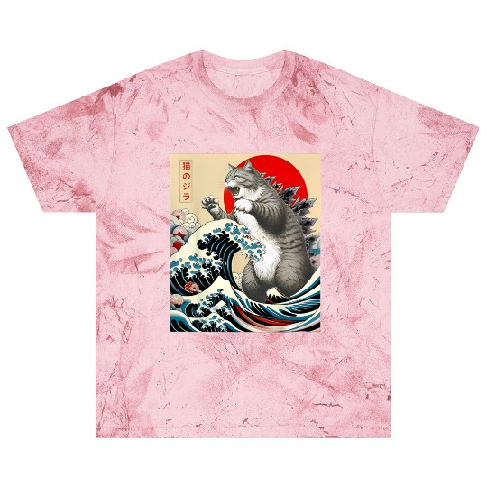 Catzilla Cat Japanese Art Funny Cat Blast T Shirts