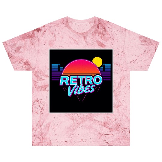 Retro Vibes Sunset Neon Design Blast T Shirts