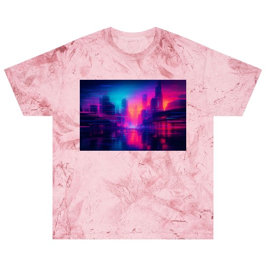 Cyberpunk Glitch Cityscape Art Blast T Shirts