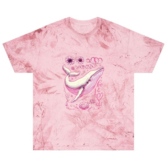 Pink Whimsical Whale with Floral Accents Blast T Shirts