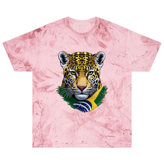 Brazil Jaguar Head Green Yellow Blue National Flag Blast T Shirts