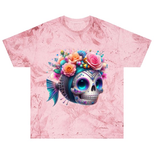 Colorful Sugar Skull with Floral Crown Blast T Shirts
