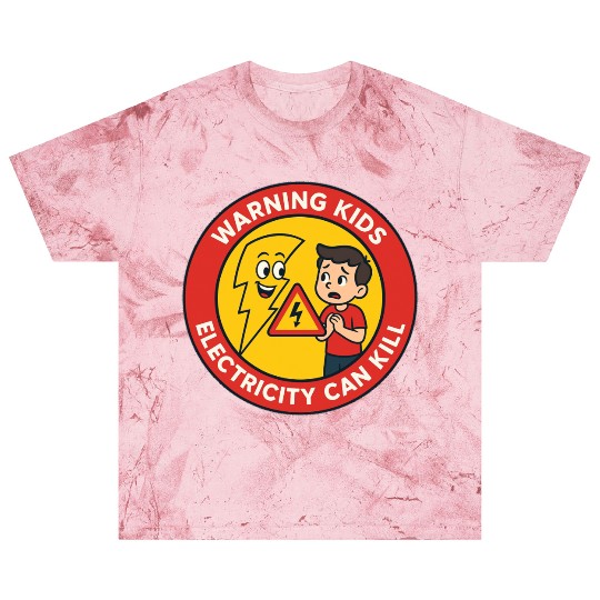 Warning Kids Electricity Safety Badge Blast T Shirts