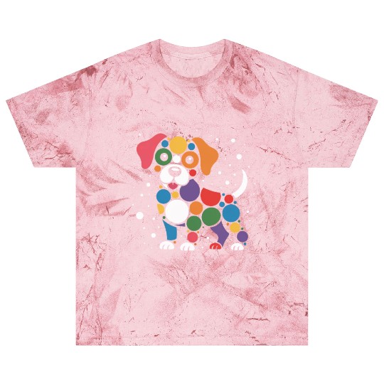 Colorful Dotty Dog Illustration Blast T Shirts