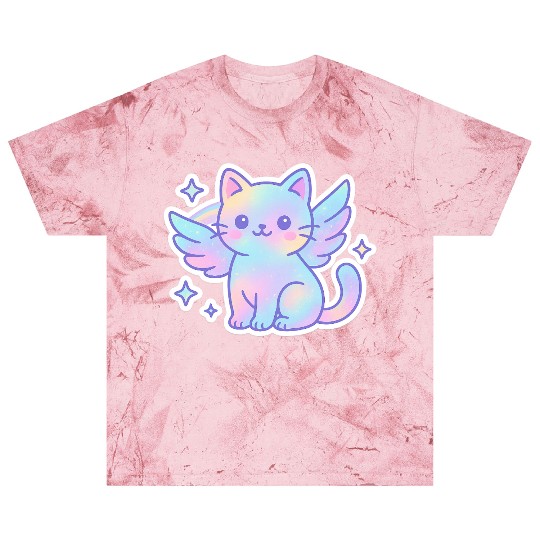 Celestial Winged Cat Illustration Blast T Shirts